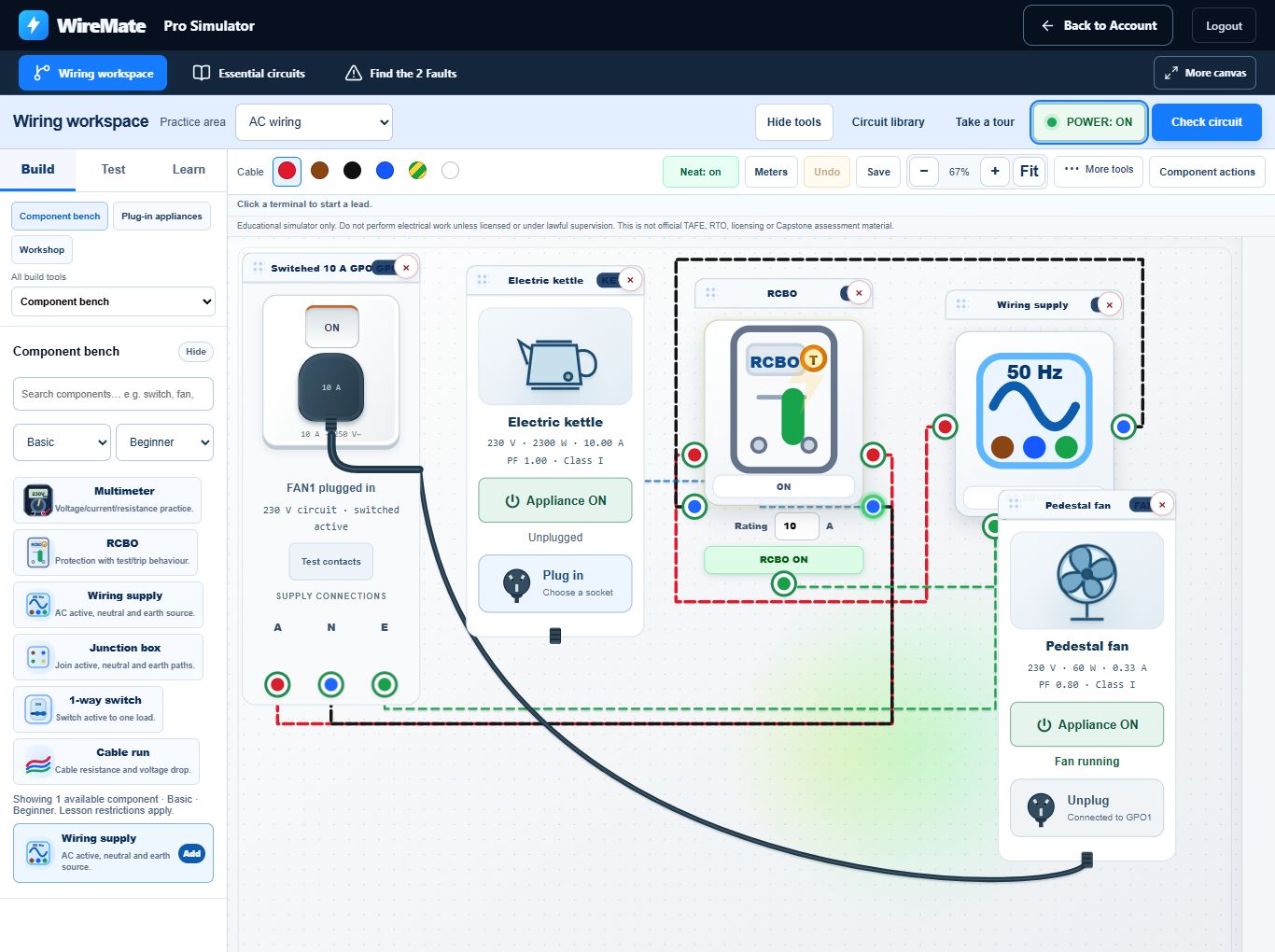 Updated WireMate Pro wiring workspace with circuit controls and tools